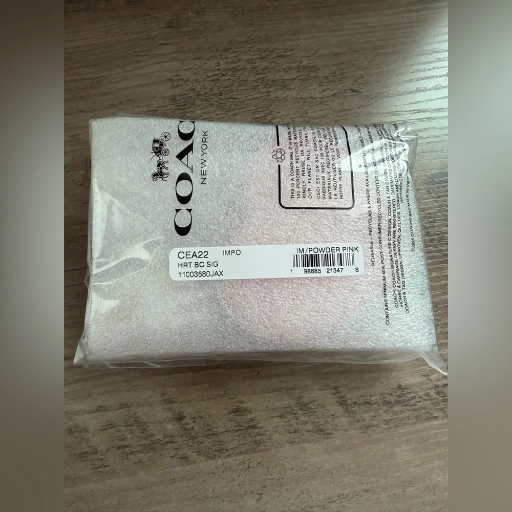 Coach Powder Pink Heart Bag Charm In Signature Canvas - Picture 8 of 8